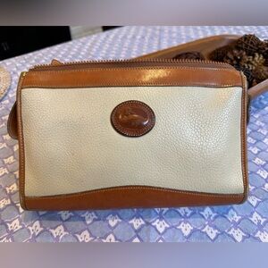 Dooney & Bourke Tan and Cream Leather Clutch